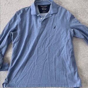 Nautica Men's Classic Blue Long Sleeve Polo